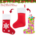 1Pc Personalized Snowflake Christmas Stocking, Custom Knit Red Christmas Stocking with White Cuff, Large Holiday Stocking for Family Fireplace Christmas Decor - Image 5