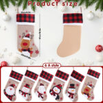 1PC Personalized Christmas Stocking, Custom Name Burlap Stocking with Buffalo Plaid Cuff, Soft Faux Fur Trim, Glitter Embroidered Snowman, 18.5" Holiday Mantel Decoration - Image 4