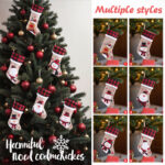 1PC Personalized Christmas Stocking, Custom Name Burlap Stocking with Buffalo Plaid Cuff, Soft Faux Fur Trim, Glitter Embroidered Snowman, 18.5" Holiday Mantel Decoration - Image 7