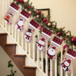 1PC Personalized Christmas Stocking, Custom Name Burlap Stocking with Buffalo Plaid Cuff, Soft Faux Fur Trim, Glitter Embroidered Snowman, 18.5" Holiday Mantel Decoration - Image 8