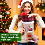1PC Personalized Christmas Stocking, Custom Name Burlap Stocking with Buffalo Plaid Cuff, Soft Faux Fur Trim, Glitter Embroidered Snowman, 18.5" Holiday Mantel Decoration - Image 6