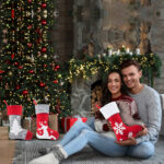 1Pc Personalized Snowflake Christmas Stocking, Custom Knit Red Christmas Stocking with White Cuff, Large Holiday Stocking for Family Fireplace Christmas Decor - Image 7
