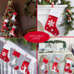 1Pc Personalized Snowflake Christmas Stocking, Custom Knit Red Christmas Stocking with White Cuff, Large Holiday Stocking for Family Fireplace Christmas Decor - Image 8