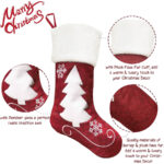 1PC Christmas stocking decorative sock, soft classic red and white fireplace/cloak hanging, family holiday Christmas party decoration, snowflake tree deer design - Image 3