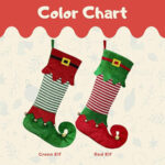 1PC Christmas stockings, Christmas velvet, green and red, fairy-shaped, hanging stockings, double-sided, for fireplace hanging, used for Christmas party decoration, winter New Year party gifts, holiday supplies - Image 3