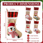 1PC Snowman Santa Penguin Christmas Stockings with Personalized Name Tag Large Family Christmas Stocking Burlap Plaid Xmas Stockings Holiday Christmas Fireplace Decor Gifts for Family Kids - Image 3