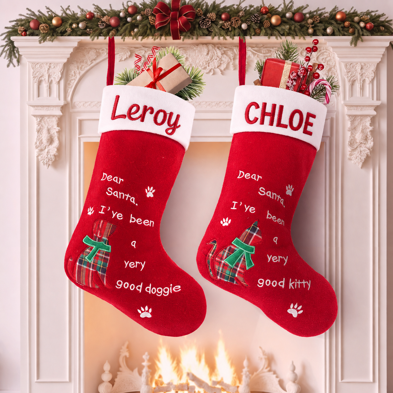 1606c21e-0f33-4587-add6-543aee719c4d 1PC Large Christmas Stockings Xmas Fireplace Hanging Stockings Burgundy Red Stocking Dog Puppy Paw Stockings Gift Holding Bag for Home Christmas Decorations Party Favor Supplies - Image 1