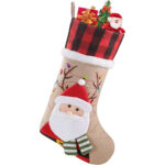 1PC Snowman Santa Penguin Christmas Stockings with Personalized Name Tag Large Family Christmas Stocking Burlap Plaid Xmas Stockings Holiday Christmas Fireplace Decor Gifts for Family Kids - Image 5