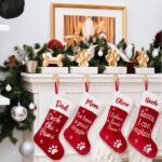 1PC Christmas dog stockings, red velvet with claw embroidery - pet stockings for dogs and cats - perfect gift for pets, fireplace cloaks, or pet lovers - Image 3