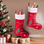 1PC Large Christmas Stockings Xmas Fireplace Hanging Stockings Burgundy Red Stocking Dog Puppy Paw Stockings Gift Holding Bag for Home Christmas Decorations Party Favor Supplies - Image 4