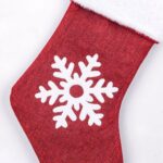 1PC Christmas stocking decorative sock, soft classic red and white fireplace/cloak hanging, family holiday Christmas party decoration, snowflake tree deer design - Image 7