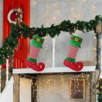 1PC Christmas stockings, Christmas velvet, green and red, fairy-shaped, hanging stockings, double-sided, for fireplace hanging, used for Christmas party decoration, winter New Year party gifts, holiday supplies - Image 5