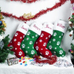 1PC Large Christmas stocking, 22.13 x 46.02 cm, featuring a dog paw print and snowflake pattern, hanging stocking, red and green Christmas decorative gift bag, hanging decoration, perfect for Christmas holiday parties, pet home decor - Image 5