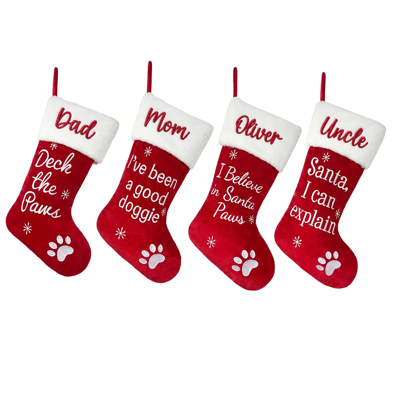 5c395d3a-32be-474e-afd2-ee35b6309bdc 1PC Christmas dog stockings, red velvet with claw embroidery - pet stockings for dogs and cats - perfect gift for pets, fireplace cloaks, or pet lovers - Image 1