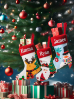1PC Personalized Christmas Stockings – 18.5” Embroidery Custom Christmas Stockings with Names, Burlap Plaid Stockings Xmas Decor Gifts for Family Kids Holiday Party, 1-Pack Choose Any Styles - Image 7