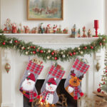 1PC 18-inch large gray Christmas decorative stocking, featuring 3D Santa Claus/Snowman/Reindeer dolls, suitable for home use as a hanging Christmas decoration for stairs and fireplaces - Image 7
