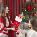 1PC Large Christmas Stockings Xmas Fireplace Hanging Stockings Burgundy Red Stocking Dog Puppy Paw Stockings Gift Holding Bag for Home Christmas Decorations Party Favor Supplies - Image 6
