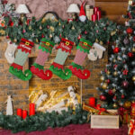 1PC Christmas stockings, Christmas velvet, green and red, fairy-shaped, hanging stockings, double-sided, for fireplace hanging, used for Christmas party decoration, winter New Year party gifts, holiday supplies - Image 4