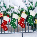 1PC Large Christmas stocking, 22.13 x 46.02 cm, featuring a dog paw print and snowflake pattern, hanging stocking, red and green Christmas decorative gift bag, hanging decoration, perfect for Christmas holiday parties, pet home decor - Image 6