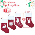 1PC Christmas stocking decorative sock, soft classic red and white fireplace/cloak hanging, family holiday Christmas party decoration, snowflake tree deer design - Image 5