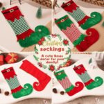 1PC Christmas stockings, Christmas velvet, green and red, fairy-shaped, hanging stockings, double-sided, for fireplace hanging, used for Christmas party decoration, winter New Year party gifts, holiday supplies - Image 7