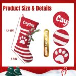 1PC personalized Christmas stocking, fireplace hanging Christmas stocking decoration, red and green striped claw design, knitted hanging stocking decoration, suitable for family holiday decoration fireplace hanging stocking - Image 5