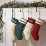 1PC Personalized Christmas stockings, 18 inches (approximately 45.7 cm) large-sized custom-knitted Christmas stockings, with embroidered names, contrast-colored twisted knots stockings, suitable for Christmas holiday decoration - Image 7