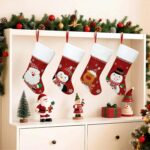 1PC Large red velvet hanging Christmas stockings for Christmas party decoration, featuring Santa Claus, bear, snowman, penguin designs, perfect for home Christmas tree and fireplace decoration - Image 5