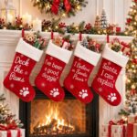 1PC Christmas dog stockings, red velvet with claw embroidery - pet stockings for dogs and cats - perfect gift for pets, fireplace cloaks, or pet lovers - Image 6