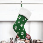 1PC Large Christmas stocking, 22.13 x 46.02 cm, featuring a dog paw print and snowflake pattern, hanging stocking, red and green Christmas decorative gift bag, hanging decoration, perfect for Christmas holiday parties, pet home decor - Image 8