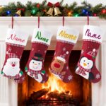 1PC Large red velvet hanging Christmas stockings for Christmas party decoration, featuring Santa Claus, bear, snowman, penguin designs, perfect for home Christmas tree and fireplace decoration