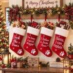 1PC Christmas dog stockings, red velvet with claw embroidery - pet stockings for dogs and cats - perfect gift for pets, fireplace cloaks, or pet lovers - Image 6