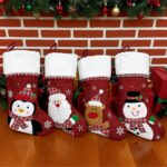 1PC Large red velvet hanging Christmas stockings for Christmas party decoration, featuring Santa Claus, bear, snowman, penguin designs, perfect for home Christmas tree and fireplace decoration - Image 7