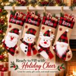 1PC Personalized Christmas Stockings, 18 Inch Large Plaid Custom Xmas Stockings (3D Patch Santa) - Image 5