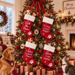 1PC Christmas dog stockings, red velvet with claw embroidery - pet stockings for dogs and cats - perfect gift for pets, fireplace cloaks, or pet lovers - Image 7
