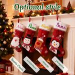 1PC Large red velvet hanging Christmas stockings for Christmas party decoration, featuring Santa Claus, bear, snowman, penguin designs, perfect for home Christmas tree and fireplace decoration - Image 4