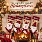 1PC Personalized Christmas Stockings, 18 Inch Large Plaid Custom Xmas Stockings (3D Patch Santa) - Image 6