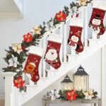 1PC Large red velvet hanging Christmas stockings for Christmas party decoration, featuring Santa Claus, bear, snowman, penguin designs, perfect for home Christmas tree and fireplace decoration - Image 4