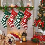 1PC personalized Christmas stocking, fireplace hanging Christmas stocking decoration, red and green striped claw design, knitted hanging stocking decoration, suitable for family holiday decoration fireplace hanging stocking - Image 6