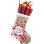 1PC Snowman Santa Penguin Christmas Stockings with Personalized Name Tag Large Family Christmas Stocking Burlap Plaid Xmas Stockings Holiday Christmas Fireplace Decor Gifts for Family Kids - Image 9