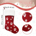 1PC Large Christmas stocking, 22.13 x 46.02 cm, featuring a dog paw print and snowflake pattern, hanging stocking, red and green Christmas decorative gift bag, hanging decoration, perfect for Christmas holiday parties, pet home decor - Image 3