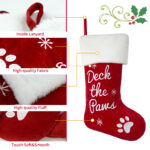 1PC Christmas dog stockings, red velvet with claw embroidery - pet stockings for dogs and cats - perfect gift for pets, fireplace cloaks, or pet lovers - Image 5