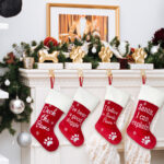 1PC Christmas dog stockings, red velvet with claw embroidery - pet stockings for dogs and cats - perfect gift for pets, fireplace cloaks, or pet lovers - Image 7