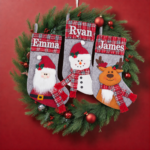 1PC 18-inch large gray Christmas decorative stocking, featuring 3D Santa Claus/Snowman/Reindeer dolls, suitable for home use as a hanging Christmas decoration for stairs and fireplaces - Image 7
