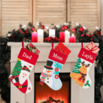 1PC  Personalized Christmas Stockings - 18.5'' Embroidery Custom Christmas Stockings with Names, Burlap Plaid Stockings Xmas Decor Gifts for Family Kids Holiday Party, 1-Pack Choose Any Styles