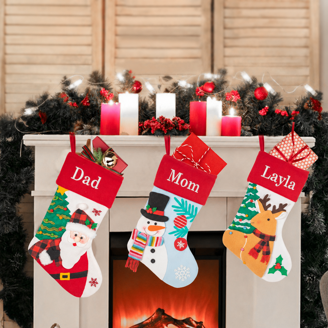 e0bd7b92-b4d0-4002-9449-3ec4a4caac0f 1PC Personalized Christmas Stockings – 18.5” Embroidery Custom Christmas Stockings with Names, Burlap Plaid Stockings Xmas Decor Gifts for Family Kids Holiday Party, 1-Pack Choose Any Styles - Image 1