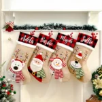 1PC Personalized Christmas Stocking with Name, Custom Christmas Stockings, Customized Xmas Decor Gifts for Family Kids, Christmas Holiday Party Decoration - 3D Santa Stocking,Delightful Christmas stocking - Image 6
