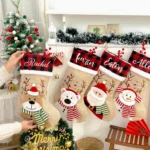 1PC Personalized Christmas Stocking with Name, Custom Christmas Stockings, Customized Xmas Decor Gifts for Family Kids, Christmas Holiday Party Decoration - 3D Santa Stocking,Delightful Christmas stocking - Image 5