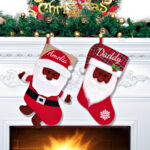 1PC Personalized Christmas Stockings Luxury Stocking Embroidered Stocking for Holiday Applique Stocking with Name for Family Decoration (Santa Claus)