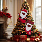 1PC Personalized Christmas Stockings Luxury Stocking Embroidered Stocking for Holiday Applique Stocking with Name for Family Decoration (Santa Claus) - Image 3